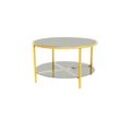 Concept Granada V Couchtisch Glas rund Gold Grauglas/Gold /