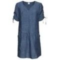 Leinen-Bluse, Melange blau, 48