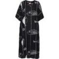 Viskose-Kaftan, Druck schwarz, 44-50