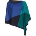 Baumwoll-Mix-Poncho, Muster petrol, 48-54