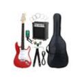 McGrey E-Gitarre Rockit elektrische Gitarre, ST-Style, Komplettset 4/4, 8-St., inkl. Verstärker, Tasche, Stimmgerät, Plektren, Gurt und Kabel, 10 Watt (RMS) Gitarrenverstärker inklusive!, rot