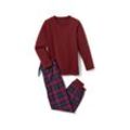 Kinder-Flanell-Pyjama - Bordeaux/Kariert - Kinder - Gr.: 158/164