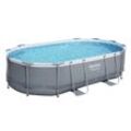 Bestway® Power Steel™ Frame Pool Komplett-Set mit Filterpumpe 488 x 305 x 107 cm, grau, oval