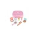 Moni Holz-Spielzeug Kosmetik-Set 4502 Tasche mit 7 Teilen, Spiegel, Kamm, Parfüm rosa