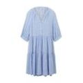 TOM TAILOR DENIM Damen Kleid mit Volants, blau, Blumenmuster, Gr. XL