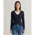 Zopfstrick V-Neck Pullover aus Stretch-Baumwolle