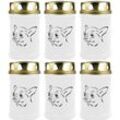 Hs Candle - Grabkerze Grablicht - 6er Pack - ( Hund Chihuahua ) - ca 48h / 2 Tage Brenndauer je Kerze ( 14,5cm, ø 7cm ) - viele versch. Designs