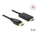 DeLOCK DisplayPort 1.2/High Speed HDMI Kabel 4K 30 Hz 3,0 m schwarz, 1 St.