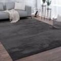 Paco Home - Teppich, Kurzflor-Teppich Für Wohnzimmer, Super Soft, Weich, Waschbar, In Dunkel Grau 80 cm Rund