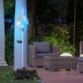 LED Solar Steck Leuchte silber Außen Deko Lampe Garten Beleuchtung blau Crackle Glas