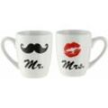 Parnter Kaffeebecher Mr. & Mrs. - 2er Set - Porzellan Tassen im Geschenk Set