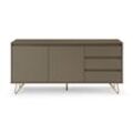 SalesFever Sideboard mit 2 Türen und 3 Schubladen Holzwerkstoff Metallgestell Gold Grau