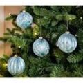 Dekoleidenschaft - Christbaumkugel Blau, 4er Set, Weihnachtskugeln aus Glas, xmas Weihnachtsdeko