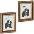 Bilderrahmen 2er Set, 15x20 cm, Hoch- & Querformat, Fotorahmen zum Aufhängen, Hinstellen, Passepartout, gold - Relaxdays