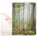 Duschvorhang Wald Landschaft, Naturmotiv, Polyester, waschbar, Anti-Schimmel, Badewannenvorhang 180x180, grün - Relaxdays