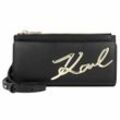 Karl Lagerfeld Signature 2.0 Clutch Tasche Leder 20 cm black gold