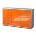 Sideboard Dorentina | Korpus Weiß | Orange mit Griffen (136x79x35cm)