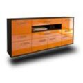 Sideboard Coral Springs | Korpus Anthrazit | Orange hängend mit Griffen (180x79x35cm)