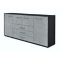 Sideboard Eliana | Korpus Anthrazit | Beton mit Griffen (180x79x35cm)