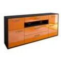 Sideboard Emma | Korpus Anthrazit | Orange mit Griffen (180x79x35cm)