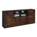 Sideboard Emilia | Korpus Anthrazit | Rost mit Griffen (180x79x35cm)