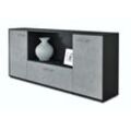 Sideboard Ella | Korpus Anthrazit | Beton mit Griffen (180x79x35cm)