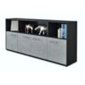 Sideboard Enrica | Korpus Anthrazit | Beton mit Griffen (180x79x35cm)