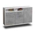 Sideboard Hollywood | Korpus Weiß | Beton hängend mit Griffen (136x79x35cm)