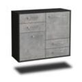 Sideboard Little Rock | Korpus Anthrazit | Beton hängend mit Griffen (92x79x35cm)