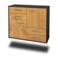 Sideboard Little Rock | Korpus Anthrazit | Eiche hängend mit Griffen (92x79x35cm)