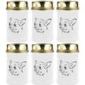 Hs Candle - Grabkerze - 6er Pack - Grablicht mit Tier-Motiv ( Hund Chihuahua ) - ca 40h Brenndauer je Kerze ( 12cm, ø 6cm ) - viele versch. Designs