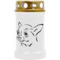 Hs Candle - Grabkerze Grablicht mit Tier-Motiv ( Hund Chihuahua ) - ca 40h Brenndauer je Kerze ( 12cm, ø 6cm ) - viele verschiedene Designs - Hund