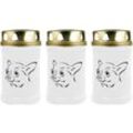 Hs Candle - Grabkerze - 3er Pack - Grablicht mit Tier-Motiv ( Hund Chihuahua ) - ca 40h Brenndauer je Kerze ( 12cm, ø 6cm ) - viele versch. Designs