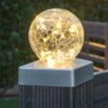 Led Solar Zaun Kugel aus Crackle Glas - Zaunpfeiler Beleuchtung Garten Deko Lampen Solarlampe Solarleuchte gebrochenes Glas