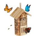 Relaxdays Insektenhotel, Nisthilfe Wildbienen & Schmetterlinge, hängend o. stehend, Garten, HBT: 20 x 13,5 x 10cm, natur