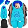 KIDIZ® Baby Einschlagdecke Winter mit Kapuze +Tasche Babyeinschlagdecke Universal für Babyschale, Autositz, z.B. für Maxi-Cosi, Römer für Buggy Babybett Kinderwagen & alle Gurtsysteme 3 & 5-Punkt Gurt