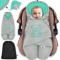 KIDIZ® Baby Einschlagdecke Winter mit Kapuze +Tasche Babyeinschlagdecke Universal für Babyschale, Autositz, z.B. für Maxi-Cosi, Römer für Buggy Babybett Kinderwagen & alle Gurtsysteme 3 & 5-Punkt Gurt