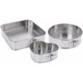 Edelstahl Springform - 3er Set - Back Kuchen Torte Tarte Form Herz Rund Eckig