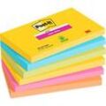 POST-IT Haftnotizen Super Sticky Notes Carnival 655-6SS-CARN, 127 x 76 mm, wiederablösbar, cellophanfrei verpackt, farbig, 6 x 90 Blatt