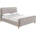 Bett gepolstert Stoff Beige 160 x 200 cm KRISTEN