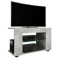 VCM Holz TV Lowboard Fernsehschrank Konsole Fernsehtisch Fernseh Glas Plexalo L (Farbe: Beton-Grau)