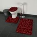 3-teilig Bad Matte Dusche Set Rutsch Stand Bad Matten Rot-Gold