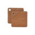 House Doctor - Square Leder Topflappen, cognac (2er-Set)