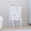 Nishano White Bedside Table Cabinet Nightstand Unit 1 Drawer 1 Door Bedroom Storage