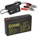 Kunglong - agm blei akku batterie 6V 7Ah kompatibel für usv bleigel gel 7,2Ah + ladegerät