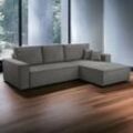 Wohnlandschaft Ecksofa Grau Genf Cord XL mit Bett Kopfteilverstellung Bett Sofa Schlafsofa Ottomane