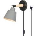 Axhup - Wandleuchte mit EU-Stecker, Moderne Wandlampe Innen mit Lampenschirm im Metall & Holz, Wandstrahler Art Licht Decor für Wohnzimmer