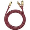 Oehlbach - 20562 Cinch Audio Y-Kabel [2x Cinch-Stecker - 1x Cinch-Stecker] 2.00 m Rot vergoldete Steck