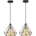 Pendelleuchte Diamant, Industri Stil Hängelampe mit Lampenschirm, Kronleuchter mit Ø20cm Eisen Käfig Edison E27 Fassung für Loft Wohnzimmer Esszimmer