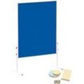 MAULsolid Moderationstafel, Filz, blau, B 1200 x H 1500 mm + Moderationskarten-Set, 360 Karten und 200 Pin-Nadeln